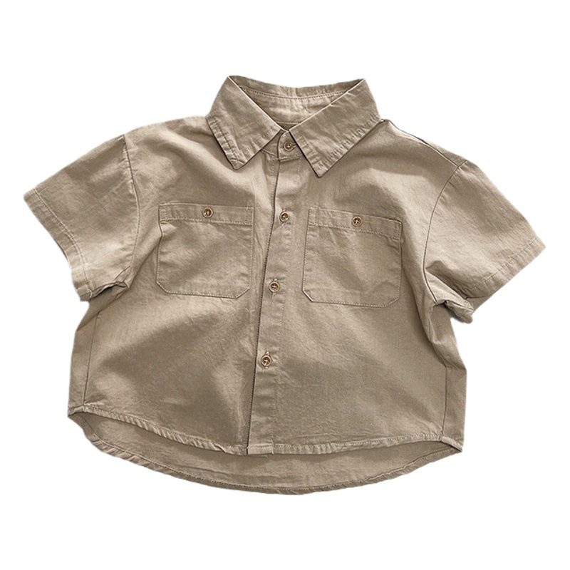 Primavera y otoño nuevos niños media manga camisa niños y niñas estilo japonés coreano simple chaqueta de manga corta tops para niños ropa para niños