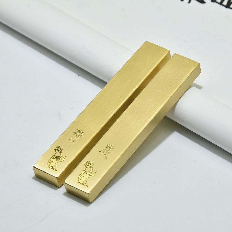 文房 實心黃銅書法壓條鎮尺 銅鎮紙 文房四寶壓紙小號加厚12厘米 