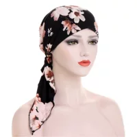 AliExpress Новая Европейская и американская дуговая двуххвостовая шапка мусульманская шапка Баотоу Цветочная тканевая шапка пуловер в наличии