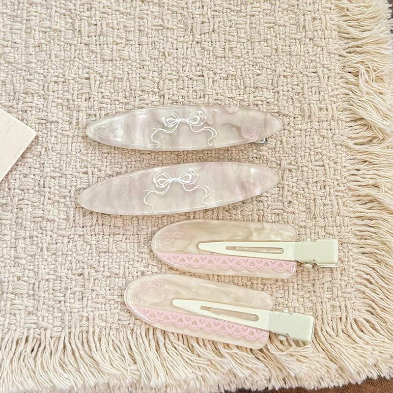 New Korean-style ins sweet bow seamless oval duckbill hair clip, high-end hair accessory, bangs clip for women