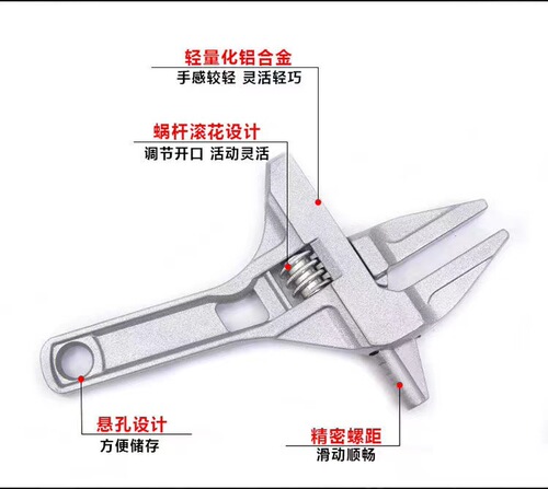Plumber's wrench tool, commonly used for short handle large opening repair plates, sump pump pipes, air conditioning sockets wrench