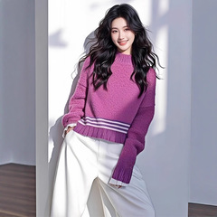 韩系慵懒风树莓粉色毛衣女款2025新款冬季加厚打底内搭高级感上衣