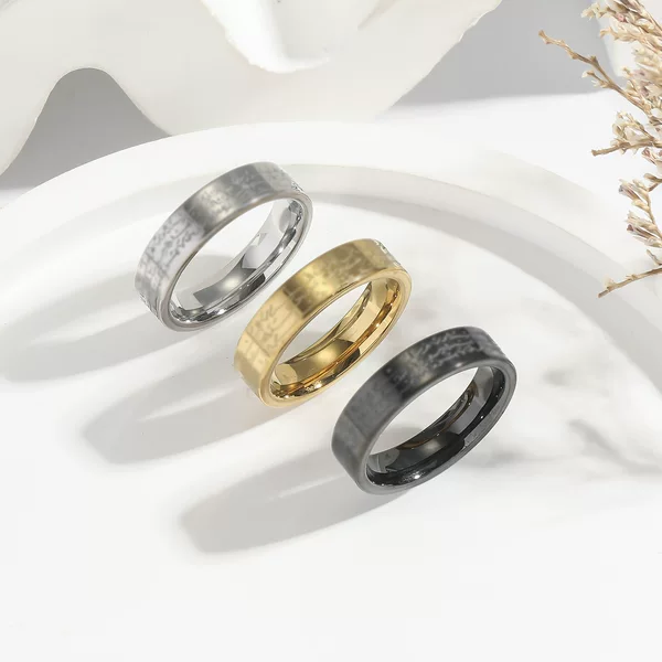 Fashionable Unisex Rings, Stainless Steel Three-Line Engraved Design, Ins-Style Light Luxury Versatile Cross-Border Exclusive Jewelry Rings