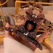 小香风水钻蝴蝶结刘海小抓夹女气质公主头刘海侧边发夹鲨鱼夹发卡