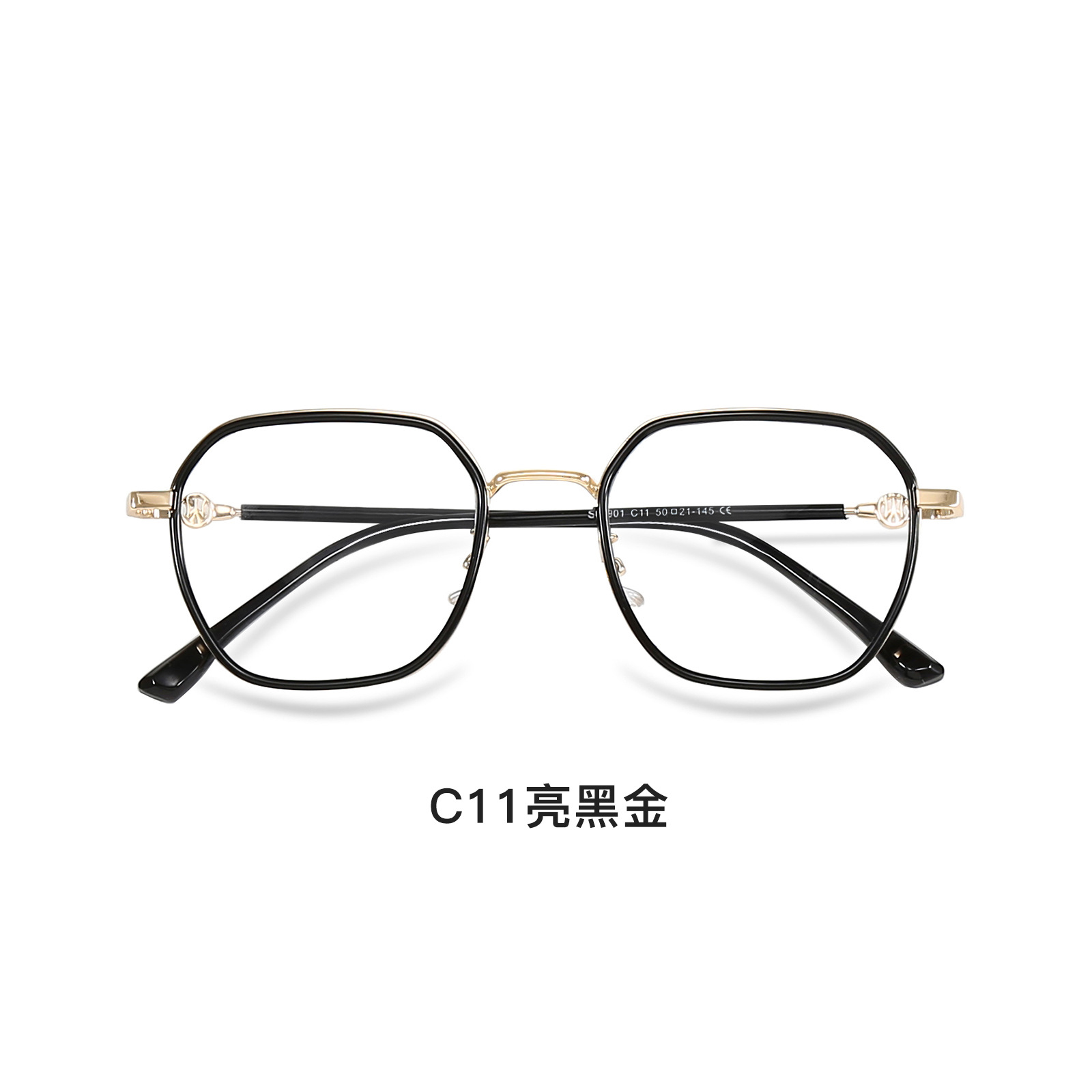 Gafas de miopía retro con montura de plástico dorado, estilo macaron degradado, para niña, poligonales, que iluminan, venta al por mayor en Danyang