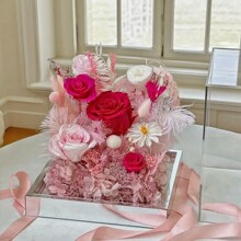 七夕永生花玫瑰花夏日花园母亲节生日创意亚克力花盒批发不凋谢