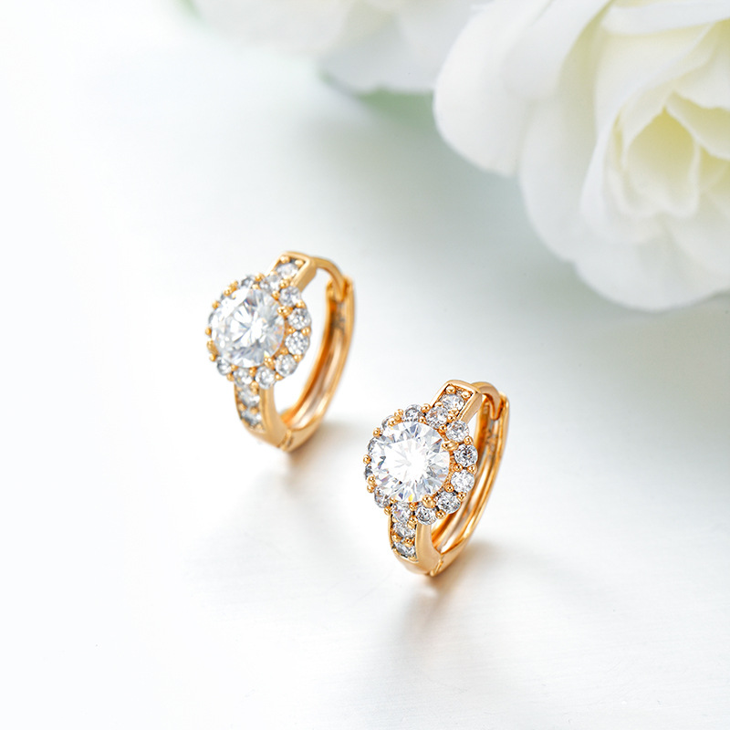 Xuping aleación de cobre chapado 18k incrustado de zircon estilo retro ruso aretes de orejas orejas temperamento orejas image 7