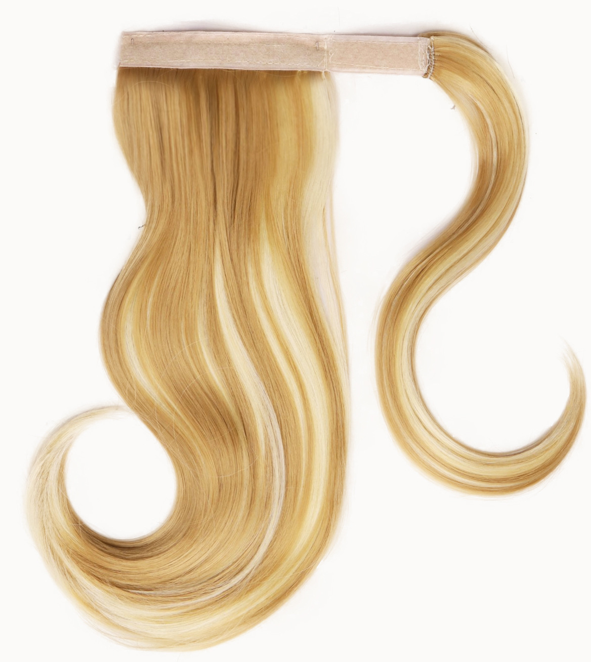 Velcro cola de caballo europea y americana cola de caballo ligeramente torcida falsa fibra química cola de caballo alta peluca