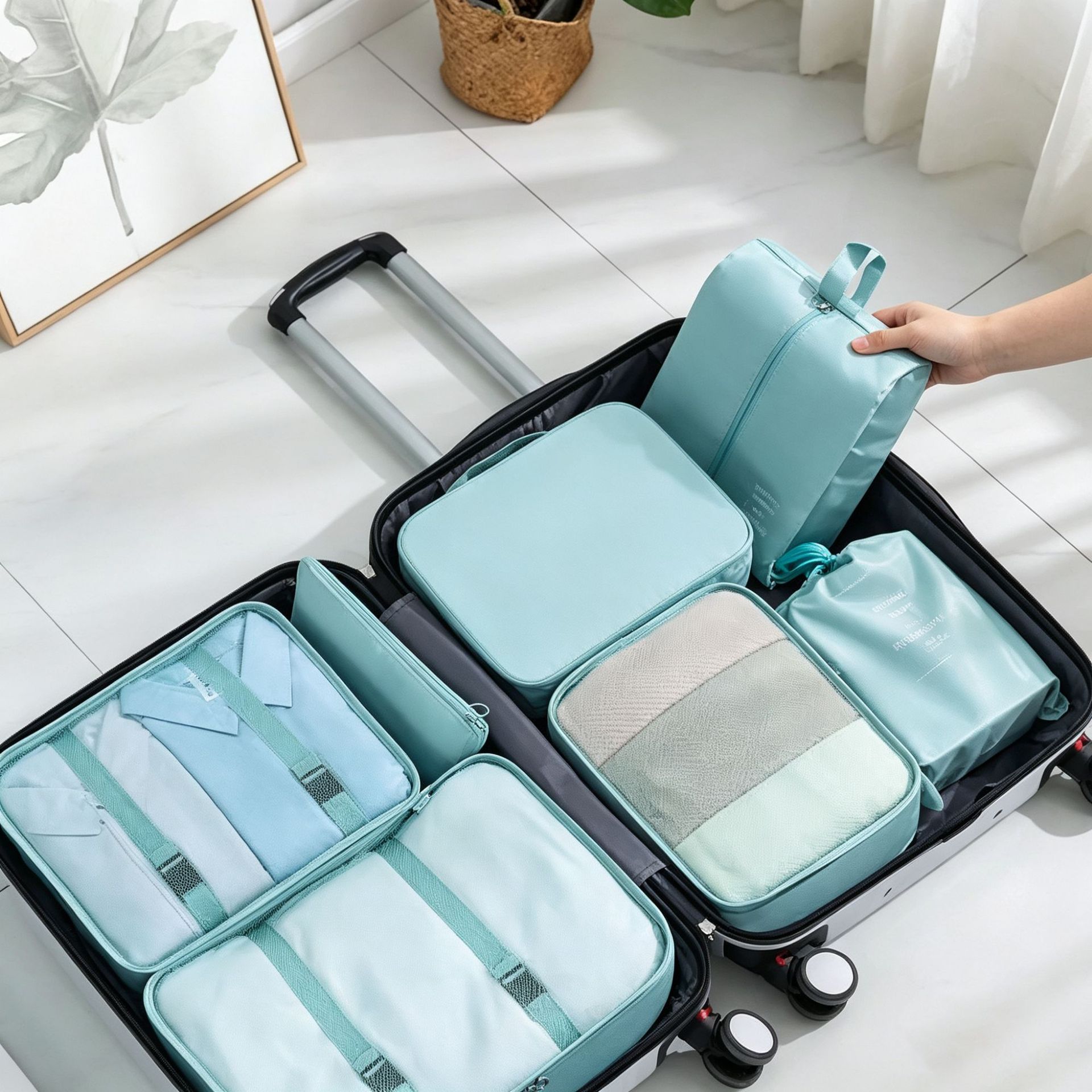 Travel Storage Bag Eight Pieces suit Oxford Cloth Travel Luggage Organize Clothes Storage Bag Women's Simple Cosmetic Bag