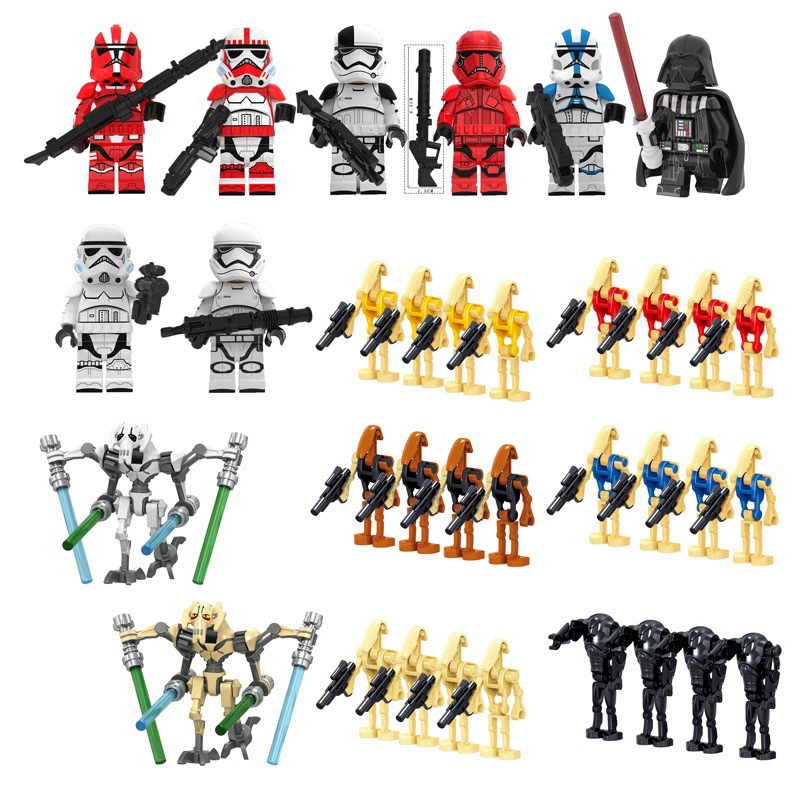 Minifigure set — assorted robot & soldier figures, mixed packs 8–120 pcs, combinable