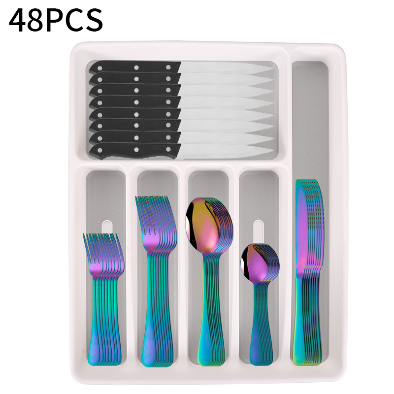 Juego de cubiertos de acero inoxidable 48/49 piezas Amazon cuchillo tenedor cuchara con caja de almacenamiento color dorado