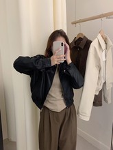 东大门女装高货实拍 美式复古pu皮外套 高级感气质宽松机车短款皮