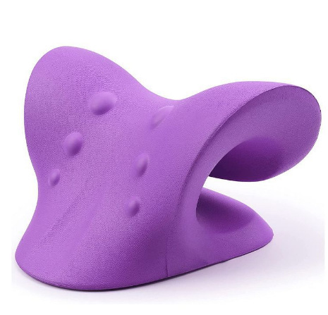 スポット卸売 c 字型頸椎牽引枕マッサージャー EVA 素材弾性ストレッチネック枕紫色の頸椎枕理学療法|undefined