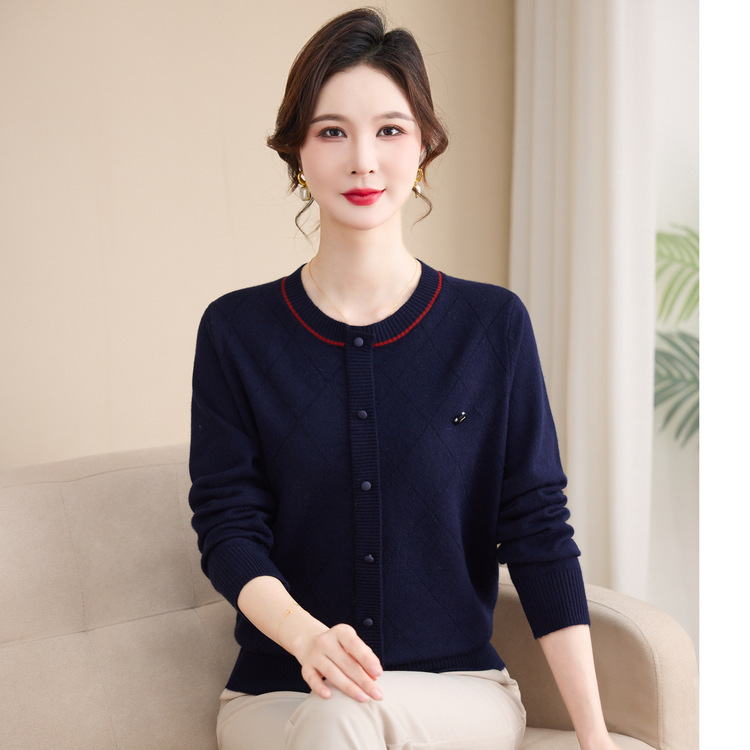 中老年人毛线衫时尚女服装春装妈妈装女装针织衫女高弹力40岁50岁|undefined