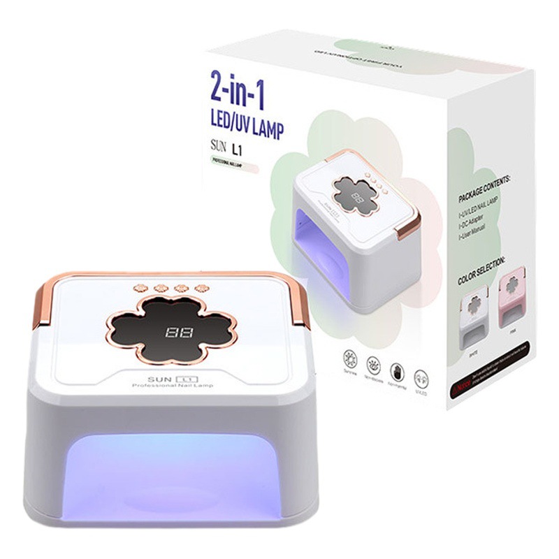 Lámpara de uñas inteligente cuadrada de 228W de alta potencia, lámpara de fototerapia de gel para uñas con temporizador de cuatro niveles, lámpara de curado de cuatro hojas de trébol, Amazon