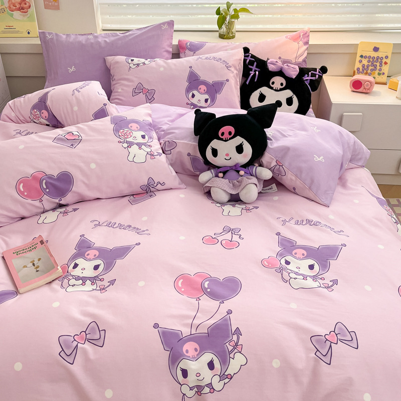 HelloKitty全棉40支四件套卡通纯棉被套床单学生宿舍三件套 批发|undefined