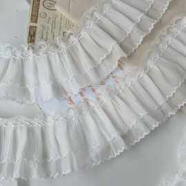 素雅双层纱褶皱蕾丝diy法式娃衣洛丽袖领口服饰辅料