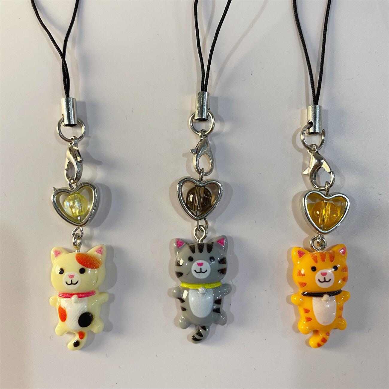 6g Weight Mobile Phone Chain, Keychain Classification 1 Piece Quantity Daily Occasion Resin Material Heart Shape, Cat Pattern Cute, IG Style Style 1 Piece Cute IG Style Heart Shape Cat Resin Mobile Phone Chain Keychain 1