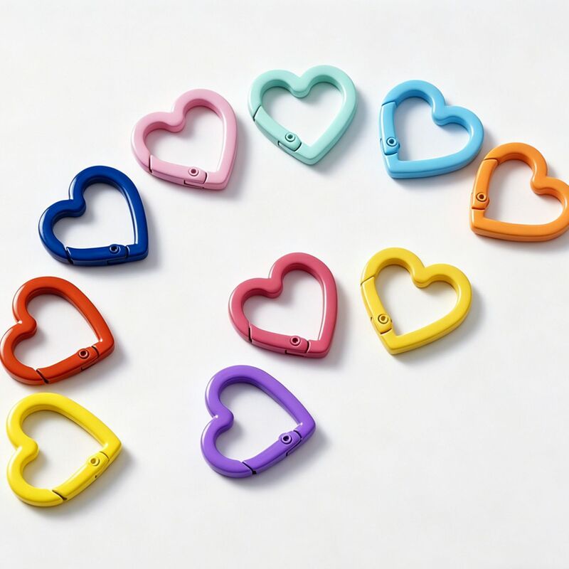 Colorful Painted Small Heart Spring Clasp Macaron Candy Color DIY Accessory Cartoon Doll Keychain Colorful Painted Small Heart Spring Clasp Macaron Candy Color DIY Accessory Cartoon Doll Keychain