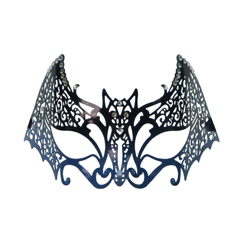 Carnaval de Halloween Máscara de metal veneciano con pintura en aerosol de diamantes de murciélago Máscara de fiesta de disfraces de diamantes huecos