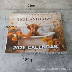 家居装饰2026年浴缸高地牛日历   "HIGHLAND COWS 2026 CALENDAR"