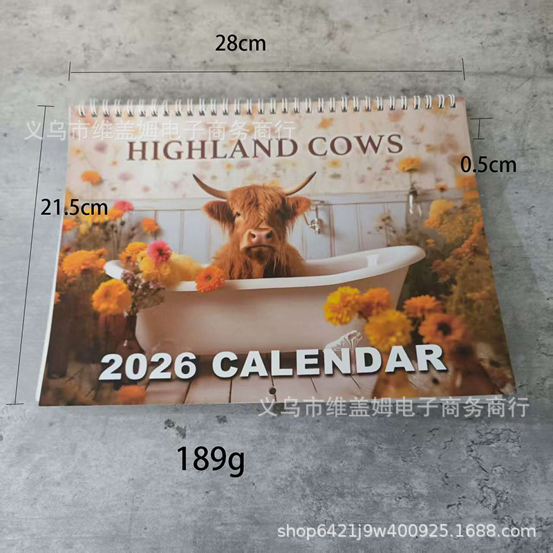 家居装饰2026年浴缸高地牛日历   "HIGHLAND COWS 2026 CALENDAR"|undefined