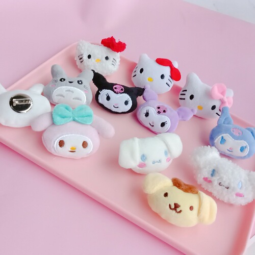 Cute Cartoon Plush Doll Brooch Sanrio Soft Cute Girl Pin Jade Dog Bag Shoe Buckle Clothing Accessories