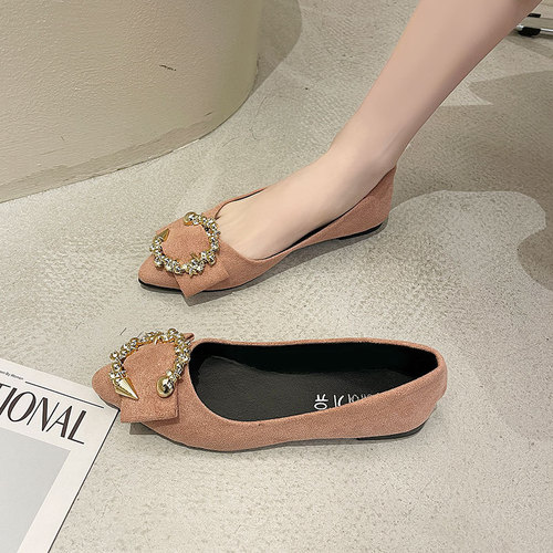 Flat sole women's shoes 2024 spring new one-piece women's shoes pointed toe shallow mouth lazy shoes soft bottom bean shoes