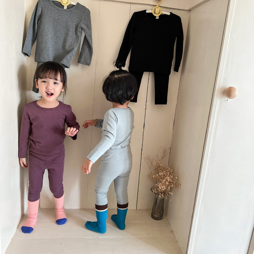 Children's thermal underwear set pure cotton wool pull-frame boys and girls autumn clothes and long trousers pure cotton autumn and winter baby pajamas