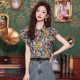 2025 Summer Hong Kong Style Elegant Color Age-reducing Top Shirt Design Sense All-match Floral Western Style Shirt