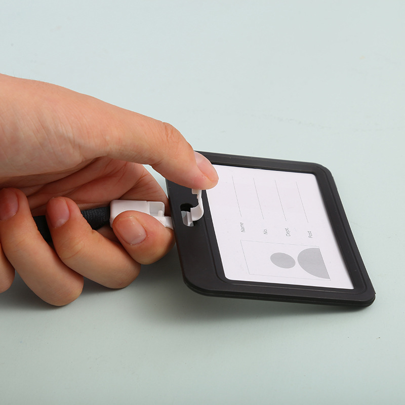 Funda protectora para tarjeta de identificación, porta tarjetas de autobús transparente de doble cara, porta tarjetas de identificación laboral, porta tarjetas de identificación de estudiante, cordón para tarjeta de identificación de exposición