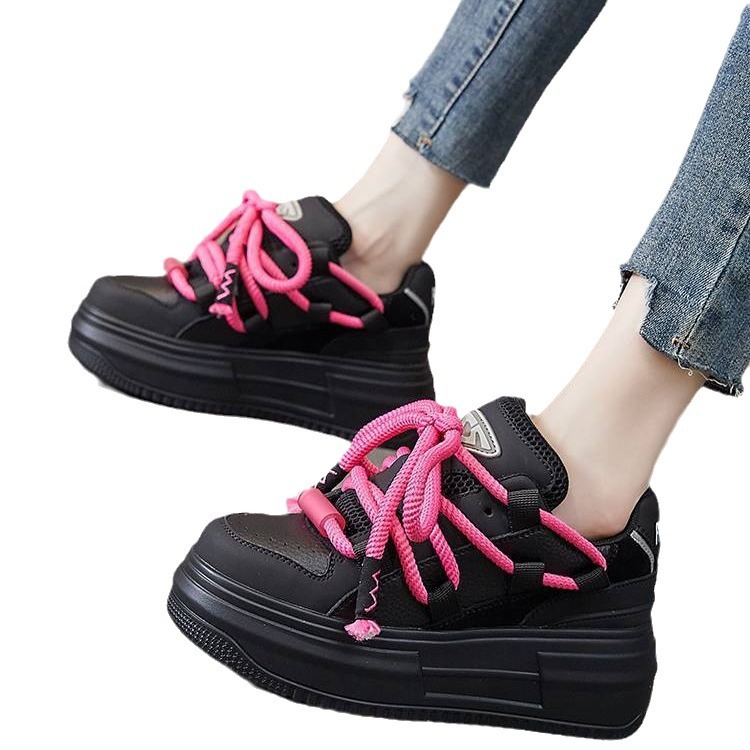 Cuero genuino blanco para mujer en primavera 2024, nuevos zapatos deportivos pequeños de suela gruesa con forma de bizcocho, zapatos de pan_voghion.com