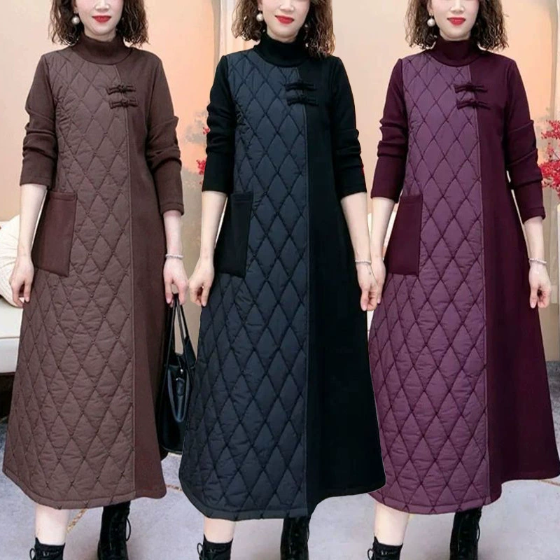 Плюшевый утолщенное теплое зимнее платье в стиле ретро мода темперамент рыхлое мясо