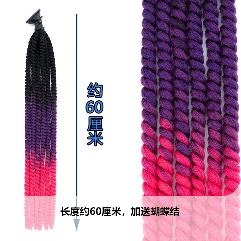 Helmet Braid Suction Cup Spring Braid with Bow Wig Dreadlock Helmet Decoration Motorcycle Cross-Border Hot Sale
