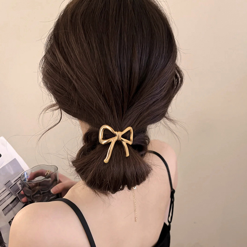 Cuerdas de cabello de arco plateado, anillo de cabello de nuevo tipo, banda de goma elástica, toque de cabello de alta calidad, simple, bajo, cola de caballo