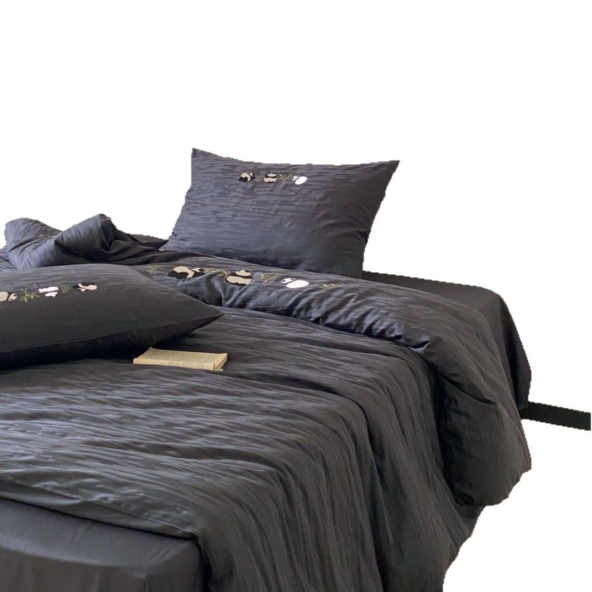 Set di quattro pezzi in jacquard di cotone jacquard a fibra lunga a doppio strato, stile nordico francese minimalista retrò, interamente in cotone, 50 count, con alta precisione._voghion.com