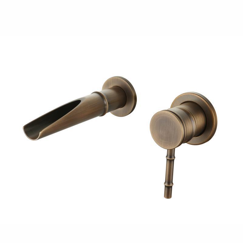 Kaiping Youjia bathroom wall-mounted bamboo Copper Basin concealed single-handle embedded antique European faucet 31216