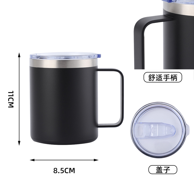 跨境304不鏽鋼手柄馬克杯辦公室商務水杯便攜隨手咖啡保溫杯批發