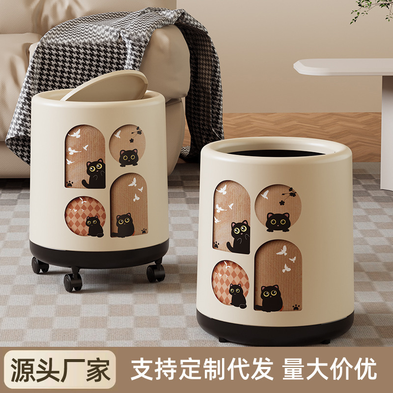 大型ゴミ箱 家庭用 高級感 トイレ キッチン キャスター付き 大容量 蓋付き リビング プラスチック 厚型 収納バケツ|undefined