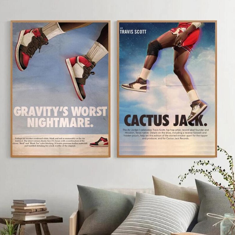 Basketball shoes poster wall art retro style home decoration painting classic sports mural picture printing artwork