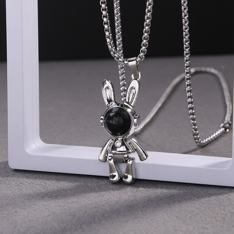 Movable Mechanical Rabbit Pendant Necklace For Couples Hip Hop Style_voghion.com