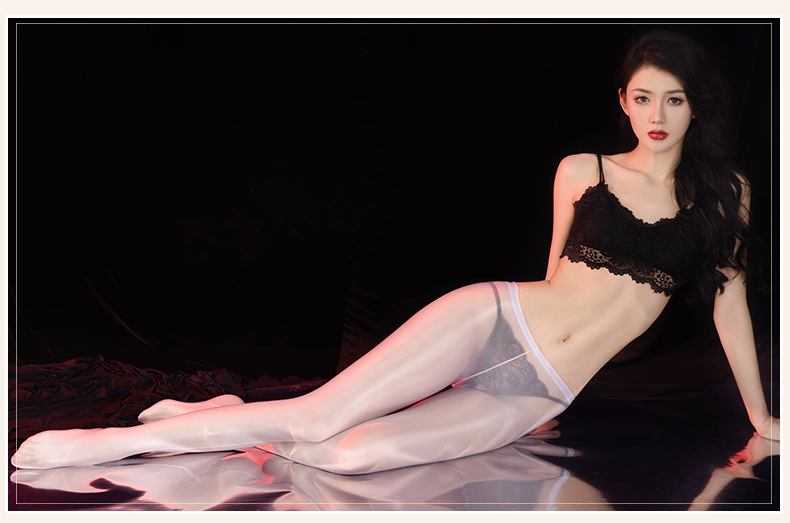Tear-Resistant Open-Crotch Silk Stockings, Black Sheer Hosiery for Women, One Size — detail image 12