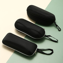 时尚太阳镜大框眼镜大尺寸通用黑色拉链眼镜盒子潮流  可印logo