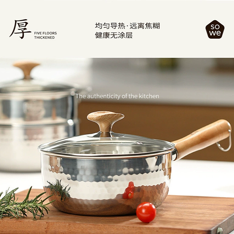 Spot 316L uncoated snow pan thickened stainless steel milk pot Japanese food supplement steaming instant noodles pot small soup pot
