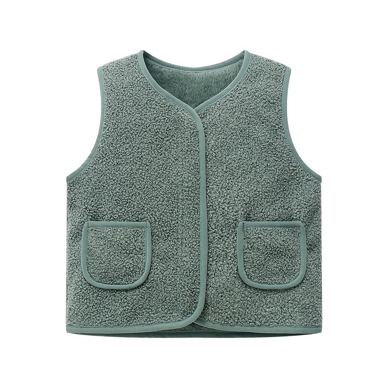 Chalecos de bebé con forro polar para niños, otoño-invierno 2024, chalecos infantiles para usar como ropa exterior, chalecos cálidos de algodón con lana de cordero para niñas.