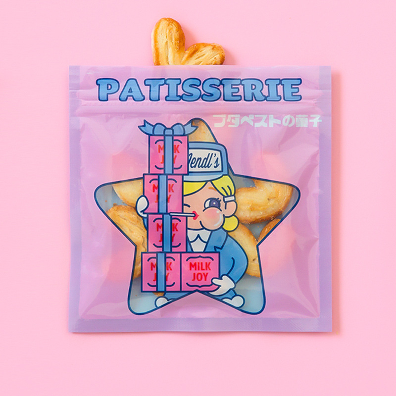 Original lindo snack ziplock bolsa sellada bolsa de dibujos animados oso galleta máscara de caramelo bolsa de almacenamiento de tamaño pequeño