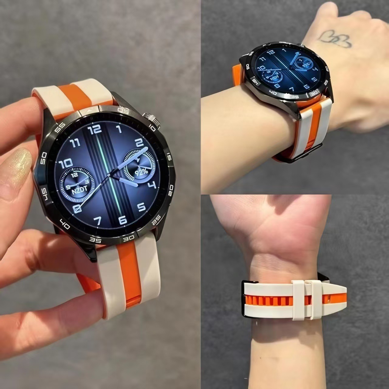 Suitable for Huawei Watch Gt4/5 Summer New 22mm Vertical Pattern Two-Color Sports Silicone Breathable Pin Buckle Strap