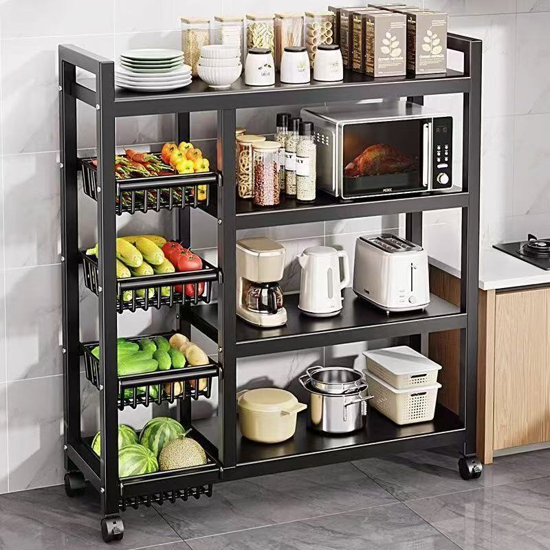 Kitchen Rack Floor-Standing Multi-Layer Vegetable Household Multi-Functional Pot Rack Microwave Storage Rack Kitchen Cabinet Storage Rack