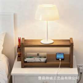跨境双层复古木制置物架卧室厨房调味品家用客厅马克杯餐具收纳架