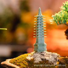 文昌塔摆件微景观迷你宝塔微缩古代建筑亭子奇石造景盆景沙盘装饰